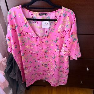 Pink Floral Women's Blouse by The Fashion Lab